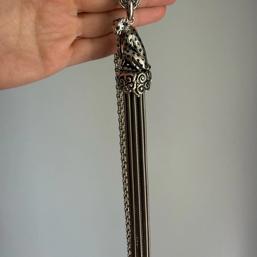 Roberto Cavalli Authentic Silver Color Chunky Panther Necklace - Picture 3 of 8